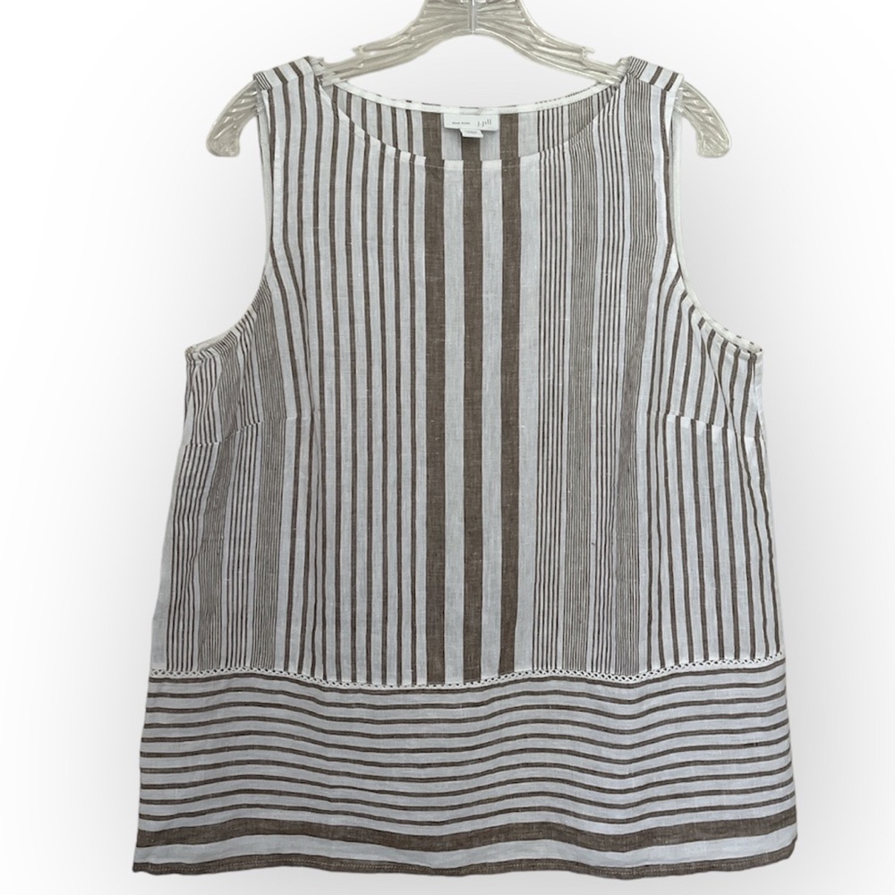 J Jill Striped Linen Tank Top size Medium Petite